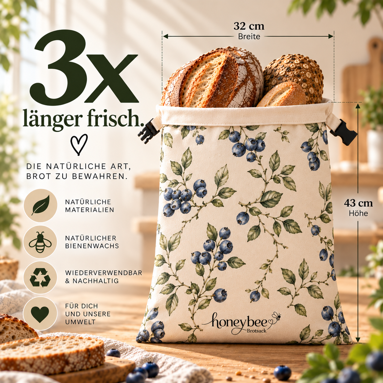 Honeybee Bienenwachs-Brotsack